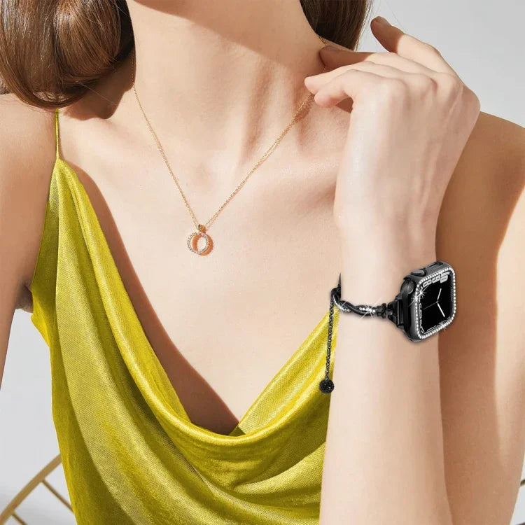 Twist Bracelet Diamond Metal Watch Band, For Apple Watch Series 4 44mm, For Apple Watch Series 4 40mm, For Apple Watch Series 3 38mm, For Apple Watch Series 3 42mm, For Apple Watch Series 2 42mm, For Apple Watch Series 2 38mm, For Apple Watch 42mm     ...