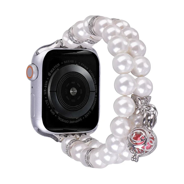 Perlenarmband mit zweireihiger Perlenreihe, passend für Apple Watch Series 5 (44 mm), Apple Watch Series 5 (40 mm), Apple Watch Series 4 (44 mm), Apple Watch Series 4 (40 mm), Apple Watch Series 3 (38 mm), Apple Watch Series 3 (42 mm) ...