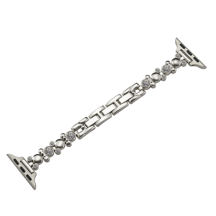 Metal Diamond Bear Chain Watch Band, For Apple Watch SE 2023 44mm, For Apple Watch SE 2023 40mm, For Apple Watch Ultra 2 49mm, For Apple Watch Series 9 45mm, For Apple Watch Series 9 41mm, For Apple Watch Ultra 49mm, For Apple Watch Series 8 41mm      ...