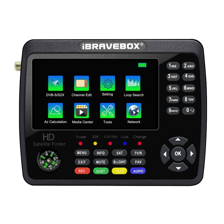 iBRAVEBOX V10 Finder Max 4,3 Zoll Display Digitaler Satelliten-Messsucher Signalfinder, unterstützt DVB-S/S2/S2X, EU-Stecker, US-Stecker, UK-Stecker, AU-Stecker