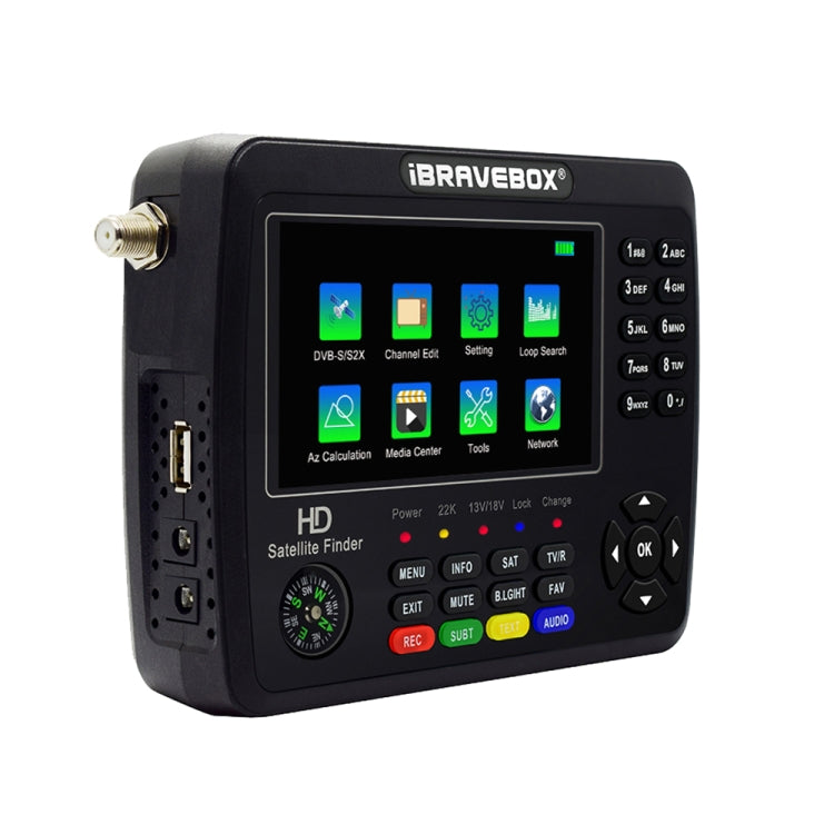 iBRAVEBOX V10 Finder Max 4,3 Zoll Display Digitaler Satelliten-Messsucher Signalfinder, unterstützt DVB-S/S2/S2X, EU-Stecker, US-Stecker, UK-Stecker, AU-Stecker