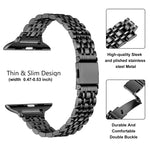 Schlanke Metallschnalle für Uhrenarmbänder mit sieben Perlen für Apple Watch SE 2023 44mm, für Apple Watch SE 2023 40mm, für Apple Watch Ultra 2 49mm, für Apple Watch Series 9 45mm, für Apple Watch Series 9 41mm, für Apple Watch Ultra 49mm