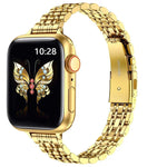 Schlanke Metallschnalle für Uhrenarmbänder mit sieben Perlen für Apple Watch SE 2023 44mm, für Apple Watch SE 2023 40mm, für Apple Watch Ultra 2 49mm, für Apple Watch Series 9 45mm, für Apple Watch Series 9 41mm, für Apple Watch Ultra 49mm
