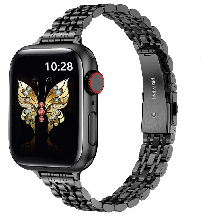 Schlanke Metallschnalle für Uhrenarmbänder mit sieben Perlen für Apple Watch SE 2023 44mm, für Apple Watch SE 2023 40mm, für Apple Watch Ultra 2 49mm, für Apple Watch Series 9 45mm, für Apple Watch Series 9 41mm, für Apple Watch Ultra 49mm