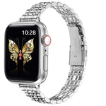 Schlanke Metallschnalle für Uhrenarmbänder mit sieben Perlen für Apple Watch SE 2023 44mm, für Apple Watch SE 2023 40mm, für Apple Watch Ultra 2 49mm, für Apple Watch Series 9 45mm, für Apple Watch Series 9 41mm, für Apple Watch Ultra 49mm