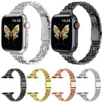 Schlanke Metallschnalle für Uhrenarmbänder mit sieben Perlen für Apple Watch SE 2023 44mm, für Apple Watch SE 2023 40mm, für Apple Watch Ultra 2 49mm, für Apple Watch Series 9 45mm, für Apple Watch Series 9 41mm, für Apple Watch Ultra 49mm