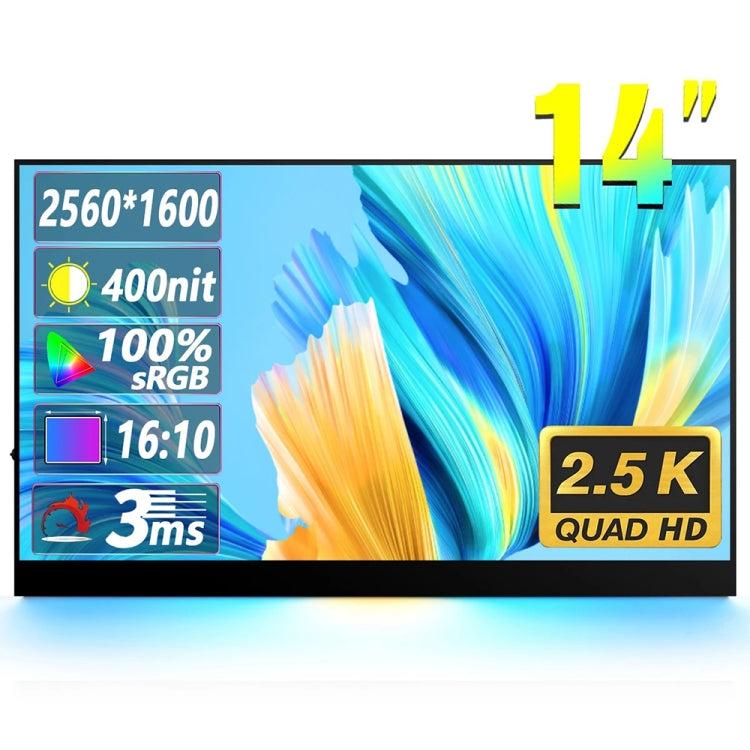 14 Zoll HDR 2560x1600P IPS-Bildschirm Tragbarer Monitor, 14 Zoll 2.5K
