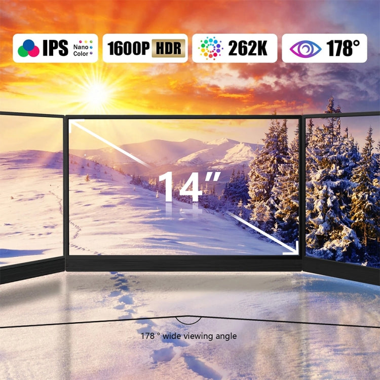 14 Zoll HDR 2560x1600P IPS-Bildschirm Tragbarer Monitor, 14 Zoll 2.5K