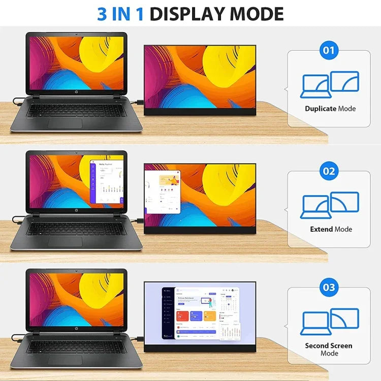 15,6 Zoll HDR 1080P IPS Bildschirm Tragbarer Monitor, 15,6 Zoll 1080P