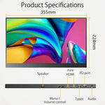 15,6 Zoll HDR 1080P IPS Bildschirm Tragbarer Monitor, 15,6 Zoll 1080P