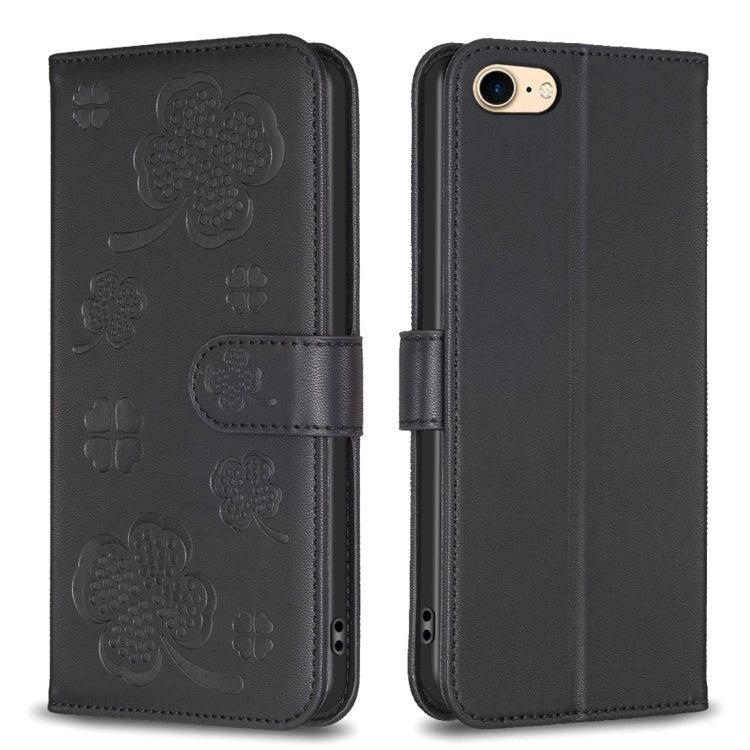 Handyhülle aus Leder mit vierblättrigem Prägemuster, Für iPhone 7 / 8 / SE 2022, Für iPhone 13 Pro Max, Für iPhone 13 Pro, Für iPhone 13, Für iPhone 12 / 12 Pro, Für iPhone 12 Pro Max, Für iPhone 11 Pro Max, Für iPhone 11