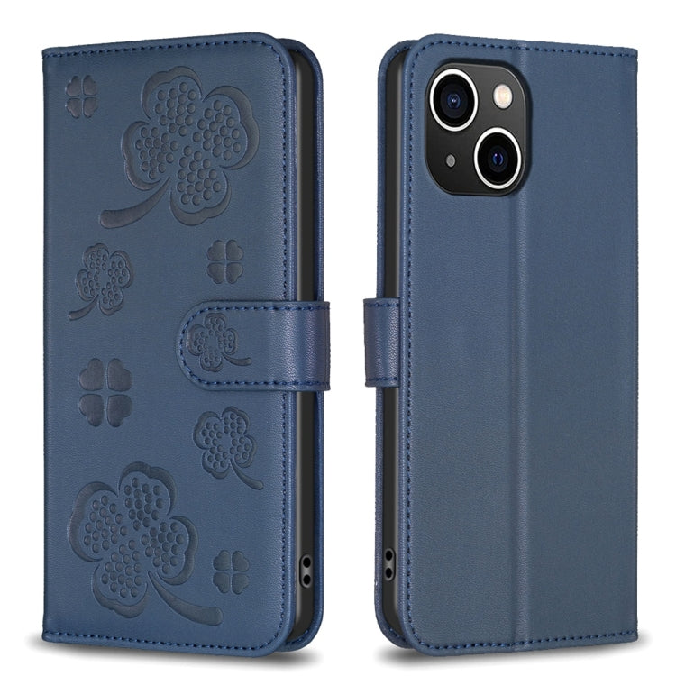 Handyhülle aus Leder mit vierblättrigem Prägemuster, Für iPhone 7 / 8 / SE 2022, Für iPhone 13 Pro Max, Für iPhone 13 Pro, Für iPhone 13, Für iPhone 12 / 12 Pro, Für iPhone 12 Pro Max, Für iPhone 11 Pro Max, Für iPhone 11