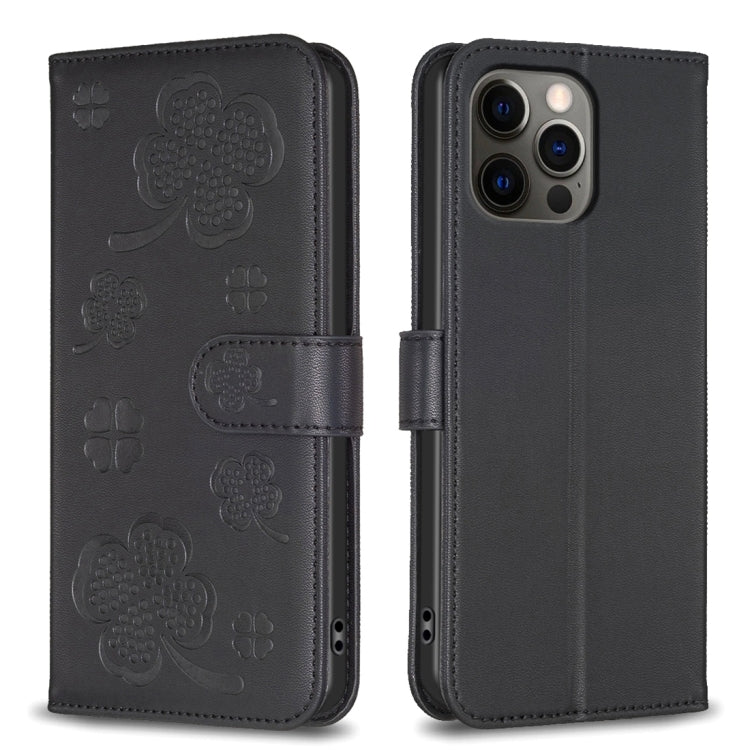 Handyhülle aus Leder mit vierblättrigem Prägemuster, Für iPhone 7 / 8 / SE 2022, Für iPhone 13 Pro Max, Für iPhone 13 Pro, Für iPhone 13, Für iPhone 12 / 12 Pro, Für iPhone 12 Pro Max, Für iPhone 11 Pro Max, Für iPhone 11