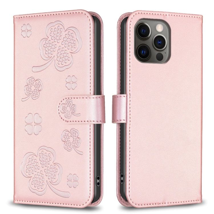 Handyhülle aus Leder mit vierblättrigem Prägemuster, Für iPhone 7 / 8 / SE 2022, Für iPhone 13 Pro Max, Für iPhone 13 Pro, Für iPhone 13, Für iPhone 12 / 12 Pro, Für iPhone 12 Pro Max, Für iPhone 11 Pro Max, Für iPhone 11