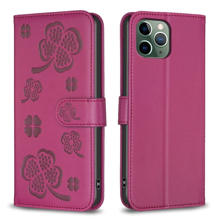 Geprägte Leder-Handyhülle mit vierblättrigem Kleeblatt, für iPhone 11 Pro, für iPhone X / XS, für iPhone XR, für iPhone XS Max, für iPhone 7 Plus / 8 Plus