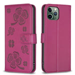 Four-leaf Embossed Leather Phone Case, For iPhone 11 Pro, For iPhone X / XS, For iPhone XR, For iPhone XS Max, For iPhone 7 Plus / 8 Plus