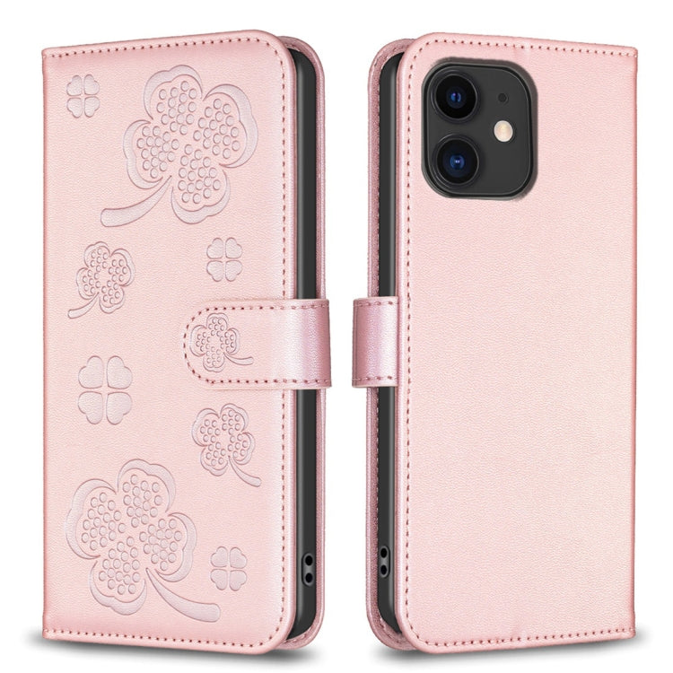 Handyhülle aus Leder mit vierblättrigem Prägemuster, Für iPhone 7 / 8 / SE 2022, Für iPhone 13 Pro Max, Für iPhone 13 Pro, Für iPhone 13, Für iPhone 12 / 12 Pro, Für iPhone 12 Pro Max, Für iPhone 11 Pro Max, Für iPhone 11