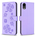 Four-leaf Embossed Leather Phone Case, For iPhone 11 Pro, For iPhone X / XS, For iPhone XR, For iPhone XS Max, For iPhone 7 Plus / 8 Plus