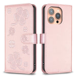 Vierblättrige geprägte Leder-Handyhülle, für iPhone 17 Pro Max, für iPhone 17 Pro, für iPhone 17, für iPhone Air, für iPhone 16 Pro Max, für iPhone 16 Pro, für iPhone 16 Plus, für iPhone 16