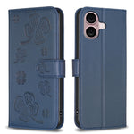 Vierblättrige geprägte Leder-Handyhülle, für iPhone 17 Pro Max, für iPhone 17 Pro, für iPhone 17, für iPhone Air, für iPhone 16 Pro Max, für iPhone 16 Pro, für iPhone 16 Plus, für iPhone 16