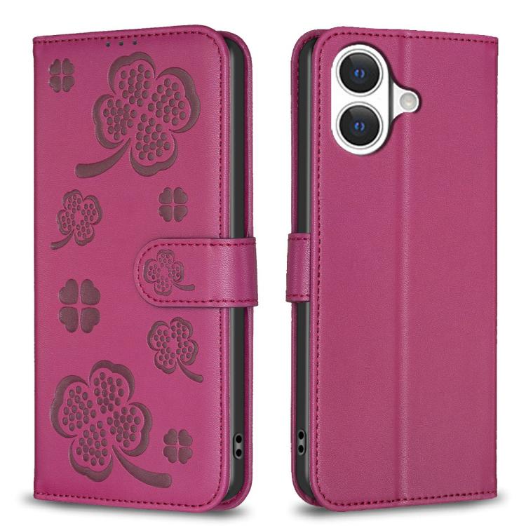 Vierblättrige geprägte Leder-Handyhülle, für iPhone 17 Pro Max, für iPhone 17 Pro, für iPhone 17, für iPhone Air, für iPhone 16 Pro Max, für iPhone 16 Pro, für iPhone 16 Plus, für iPhone 16