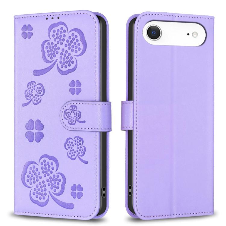 Vierblättrige geprägte Leder-Handyhülle, für iPhone 17 Pro Max, für iPhone 17 Pro, für iPhone 17, für iPhone Air, für iPhone 16 Pro Max, für iPhone 16 Pro, für iPhone 16 Plus, für iPhone 16