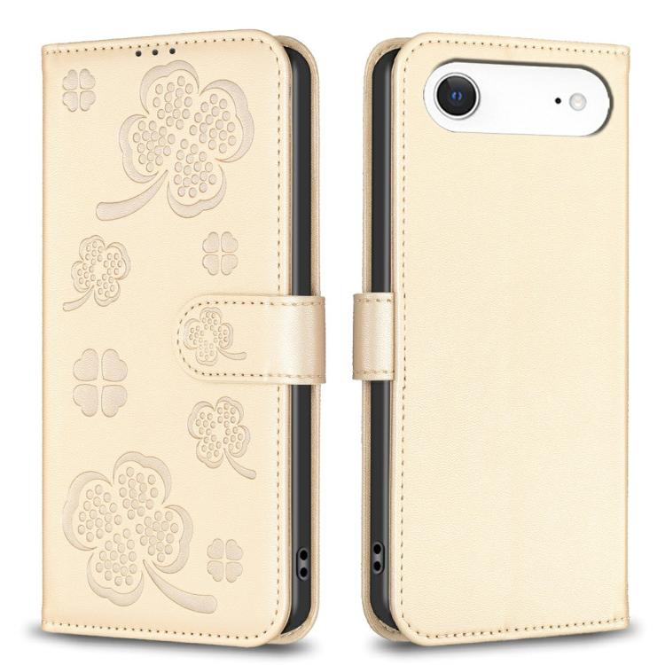 Vierblättrige geprägte Leder-Handyhülle, für iPhone 17 Pro Max, für iPhone 17 Pro, für iPhone 17, für iPhone Air, für iPhone 16 Pro Max, für iPhone 16 Pro, für iPhone 16 Plus, für iPhone 16