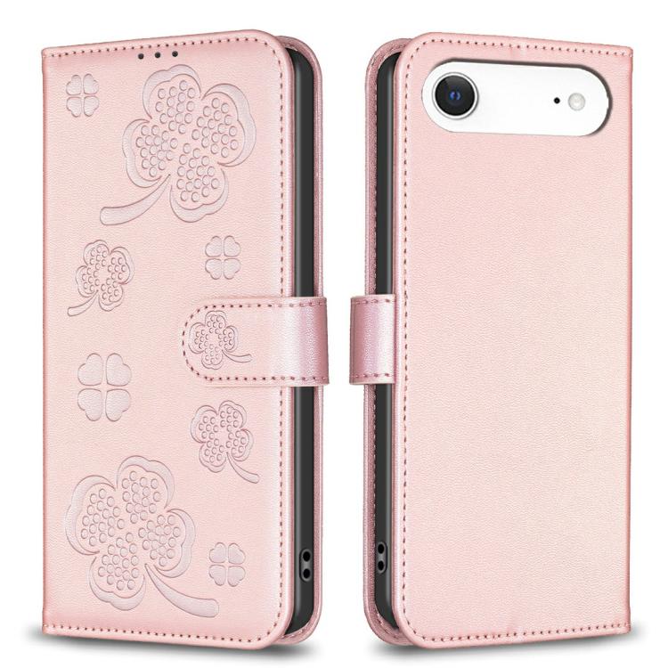 Vierblättrige geprägte Leder-Handyhülle, für iPhone 17 Pro Max, für iPhone 17 Pro, für iPhone 17, für iPhone Air, für iPhone 16 Pro Max, für iPhone 16 Pro, für iPhone 16 Plus, für iPhone 16