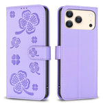 Vierblättrige geprägte Leder-Handyhülle, für iPhone 17 Pro Max, für iPhone 17 Pro, für iPhone 17, für iPhone Air, für iPhone 16 Pro Max, für iPhone 16 Pro, für iPhone 16 Plus, für iPhone 16