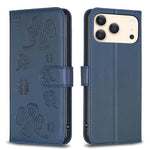 Vierblättrige geprägte Leder-Handyhülle, für iPhone 17 Pro Max, für iPhone 17 Pro, für iPhone 17, für iPhone Air, für iPhone 16 Pro Max, für iPhone 16 Pro, für iPhone 16 Plus, für iPhone 16