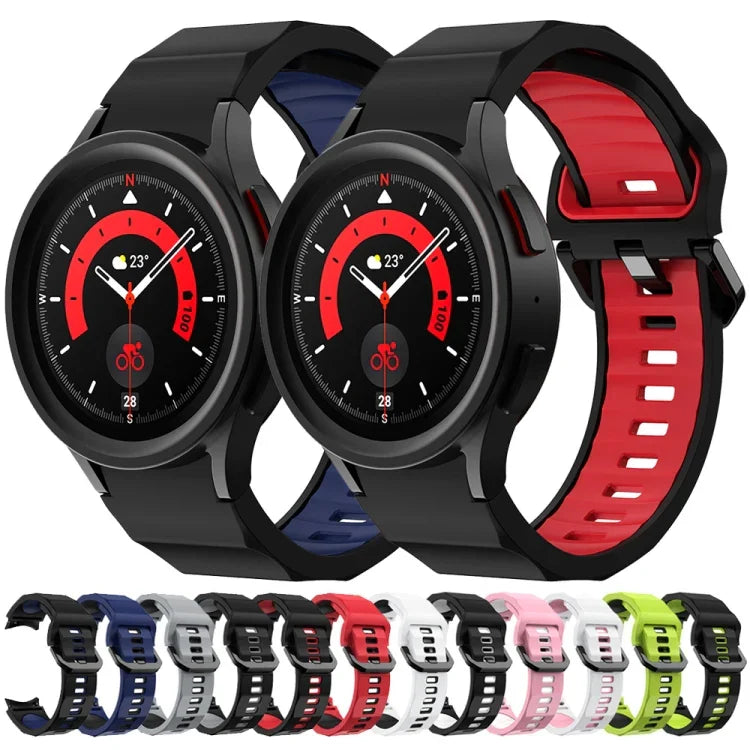 Zweifarbiges Silikon-Uhrenarmband mit Wellenstruktur, für Samsung Galaxy Watch 6