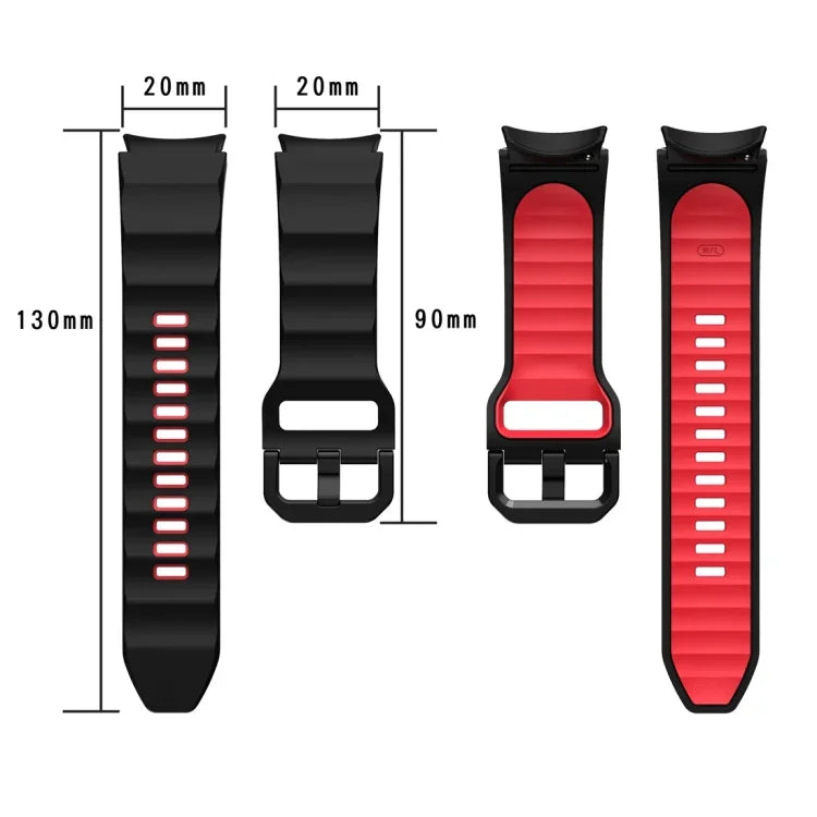 Zweifarbiges Silikon-Uhrenarmband mit Wellenstruktur, für Samsung Galaxy Watch 6