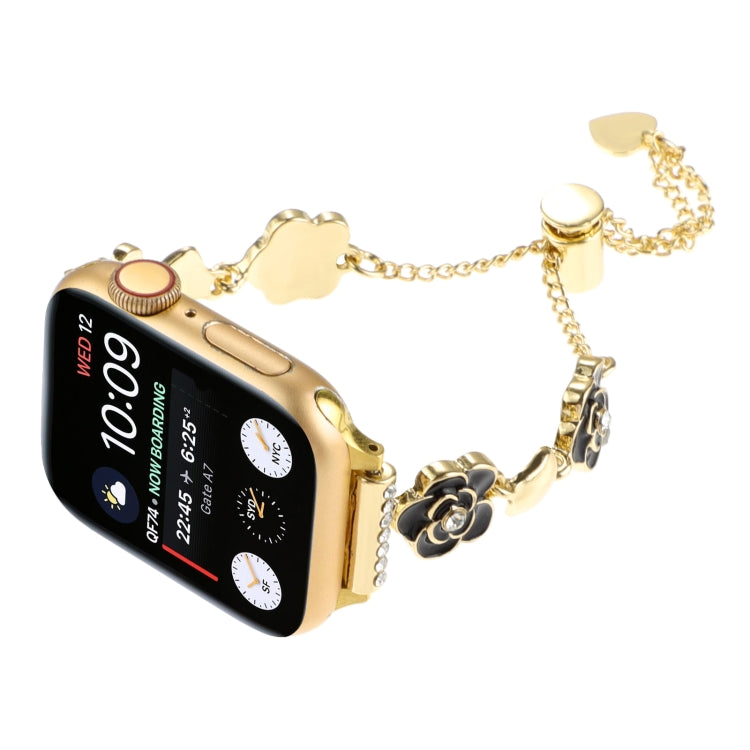 Camellia Metal Chain Bracelet Watch Band, For Apple Watch SE 2023 44mm, For Apple Watch SE 2023 40mm, For Apple Watch Ultra 2 49mm, For Apple Watch Series 9 45mm, For Apple Watch Series 9 41mm, For Apple Watch Ultra 49mm, For Apple Watch Series 8 41mm ...
