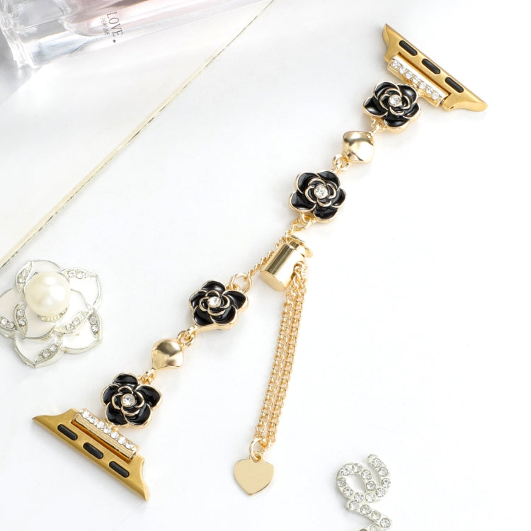 Camellia Metal Chain Bracelet Watch Band, For Apple Watch SE 2023 44mm, For Apple Watch SE 2023 40mm, For Apple Watch Ultra 2 49mm, For Apple Watch Series 9 45mm, For Apple Watch Series 9 41mm, For Apple Watch Ultra 49mm, For Apple Watch Series 8 41mm ...