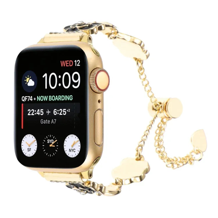 Metallarmband mit Kamelienmuster, passend für Apple Watch 42 mm und 38 mm