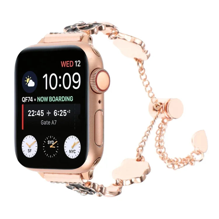 Metallarmband mit Kamelienmuster, passend für Apple Watch 42 mm und 38 mm