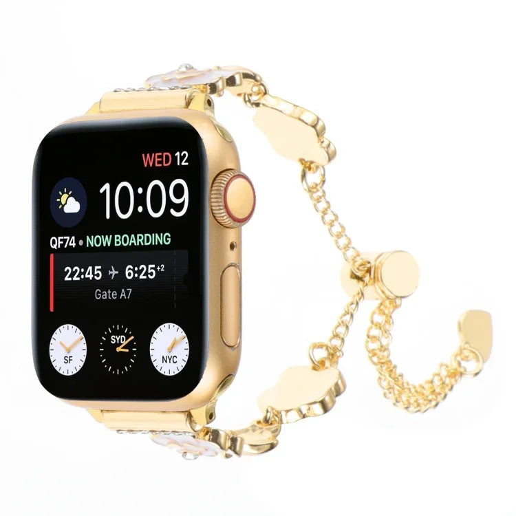 Metallarmband mit Kamelienmuster, passend für Apple Watch 42 mm und 38 mm