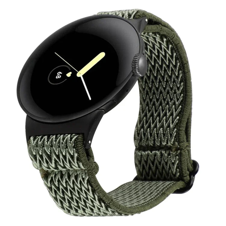 20 mm breites, geflochtenes Nylon-Uhrenarmband mit Wellenmuster, passend für Google Pixel Watch 4 / 3 / 2 / 1 (41 mm)