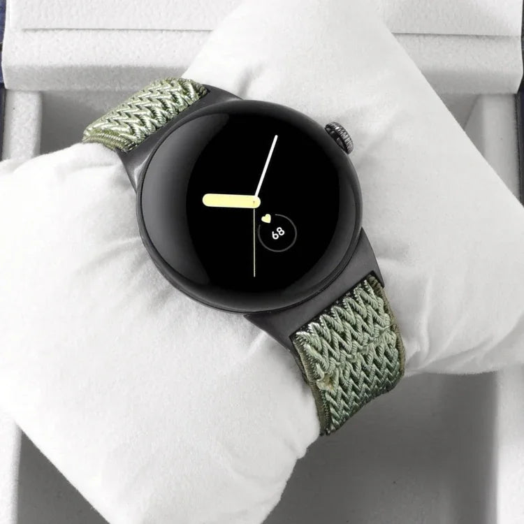 20 mm breites, geflochtenes Nylon-Uhrenarmband mit Wellenmuster, passend für Google Pixel Watch 4 / 3 / 2 / 1 (41 mm)