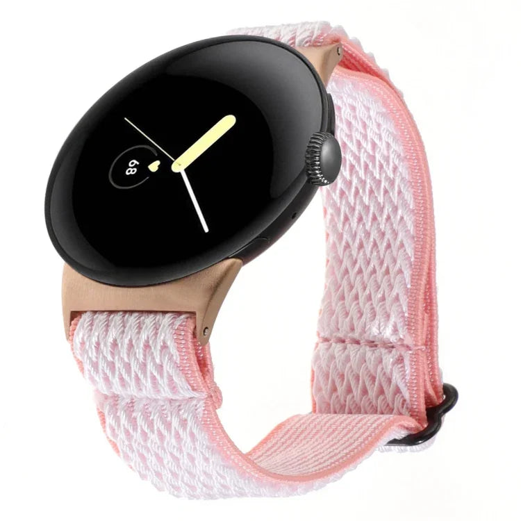20 mm breites, geflochtenes Nylon-Uhrenarmband mit Wellenmuster, passend für Google Pixel Watch 4 / 3 / 2 / 1 (41 mm)
