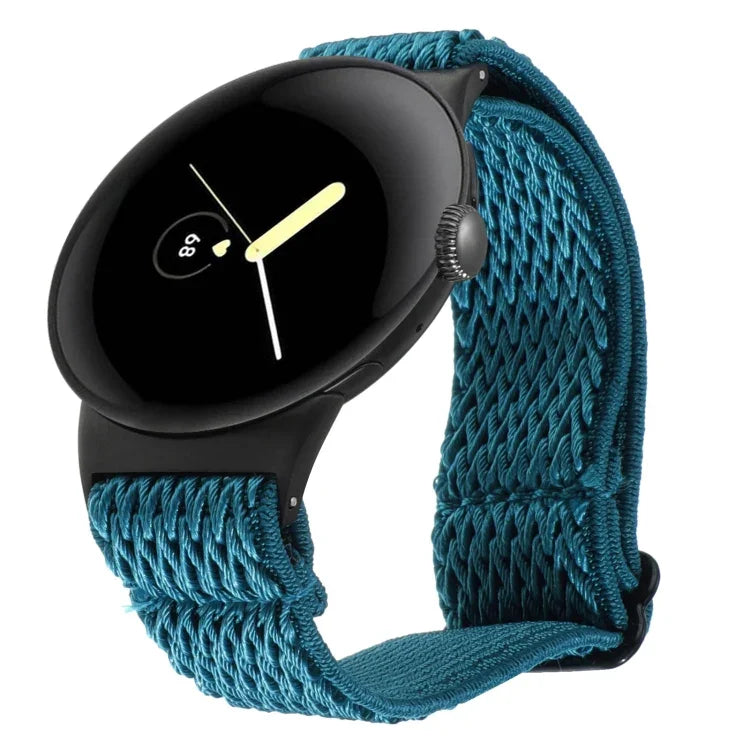 20 mm breites, geflochtenes Nylon-Uhrenarmband mit Wellenmuster, passend für Google Pixel Watch 4 / 3 / 2 / 1 (41 mm)