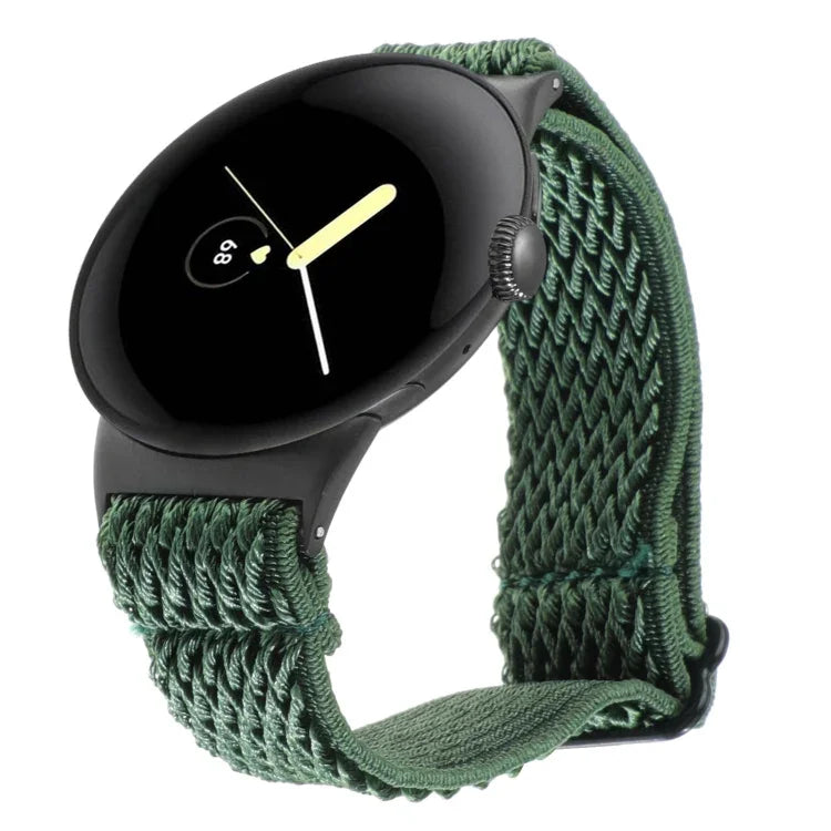 20 mm breites, geflochtenes Nylon-Uhrenarmband mit Wellenmuster, passend für Google Pixel Watch 4 / 3 / 2 / 1 (41 mm)