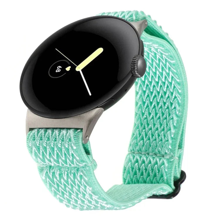 20 mm breites, geflochtenes Nylon-Uhrenarmband mit Wellenmuster, passend für Google Pixel Watch 4 / 3 / 2 / 1 (41 mm)