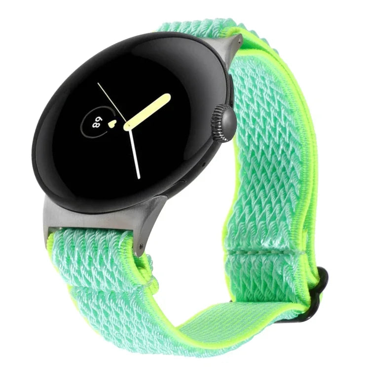 20 mm breites, geflochtenes Nylon-Uhrenarmband mit Wellenmuster, passend für Google Pixel Watch 4 / 3 / 2 / 1 (41 mm)