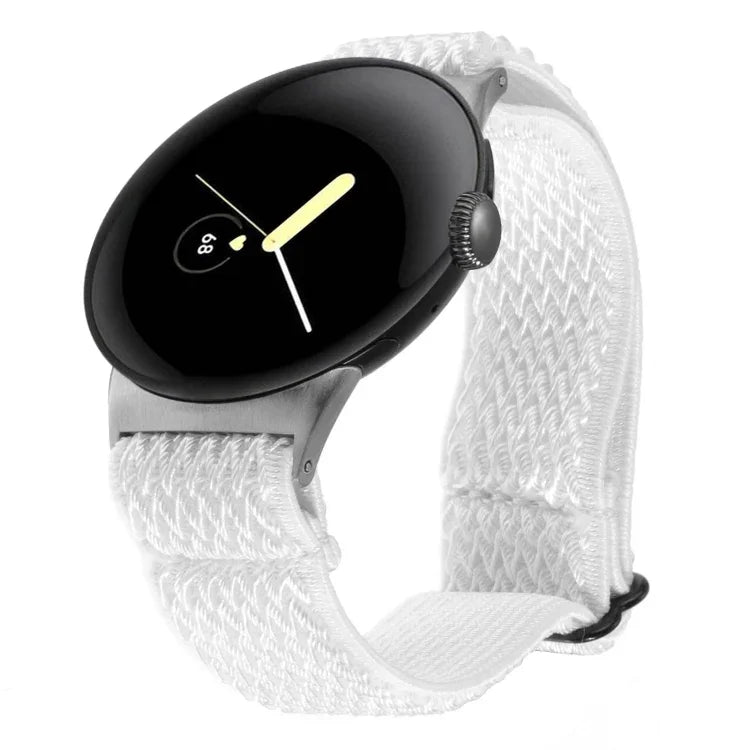 20 mm breites, geflochtenes Nylon-Uhrenarmband mit Wellenmuster, passend für Google Pixel Watch 4 / 3 / 2 / 1 (41 mm)