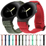 20 mm breites, geflochtenes Nylon-Uhrenarmband mit Wellenmuster, passend für Google Pixel Watch 4 / 3 / 2 / 1 (41 mm)