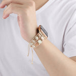 Sechseckige Steine Kordelzug-Ketten-Uhrenarmband, für Apple Watch SE 40mm, für Apple Watch SE 44mm, für Apple Watch Series 6 40mm, für Apple Watch Series 6 44mm, für Apple Watch Series 5 44mm, für Apple Watch Series 5 40mm, für Apple Watch Series 4 44mm
