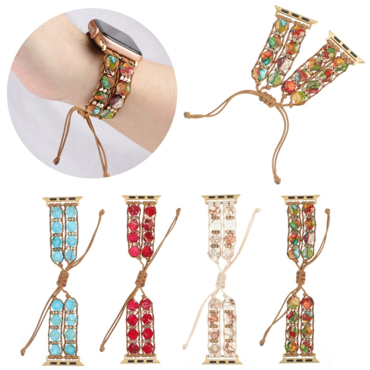 Sechseckige Steine Kordelzug-Ketten-Uhrenarmband, für Apple Watch SE 40mm, für Apple Watch SE 44mm, für Apple Watch Series 6 40mm, für Apple Watch Series 6 44mm, für Apple Watch Series 5 44mm, für Apple Watch Series 5 40mm, für Apple Watch Series 4 44mm