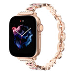 Metallarmband mit Leopardenmuster und Strasssteinen, passend für Apple Watch 42 mm und 38 mm