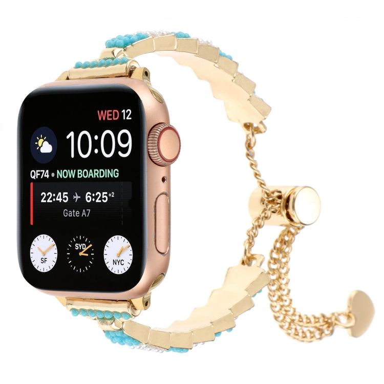 Shell Beads Chain Bracelet Metal Watch Band, For Apple Watch SE 2023 44mm, For Apple Watch SE 2023 40mm, For Apple Watch Ultra 2 49mm, For Apple Watch Series 9 45mm, For Apple Watch Series 9 41mm, For Apple Watch Ultra 49mm, For Apple Watch Series 8 41...
